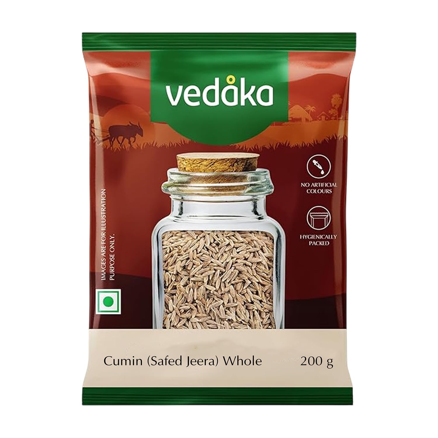 Amazon Brand - Vedaka Whole Jeera (Cumin), 200g